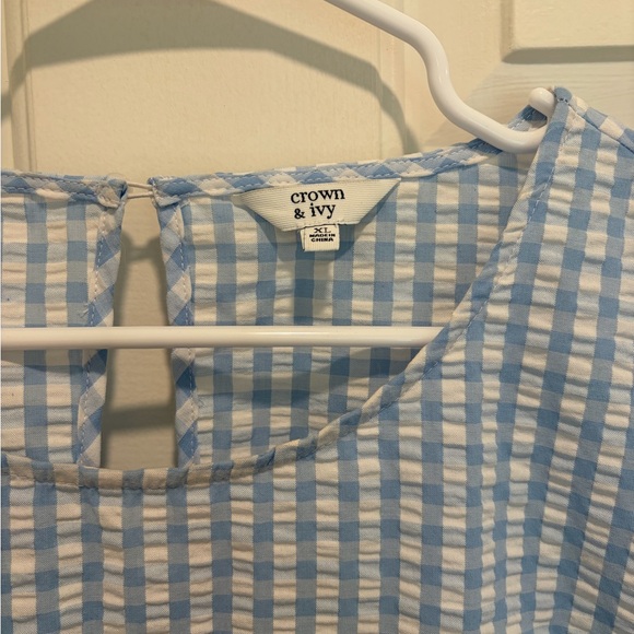 Crown & Ivy Women's Blue Gingham Shift Dress - Picture 3 of 4